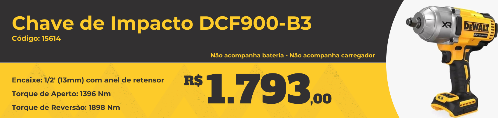 DCF900-B3 imp 1/2 Brushless S/Bat S/Car Dewalt